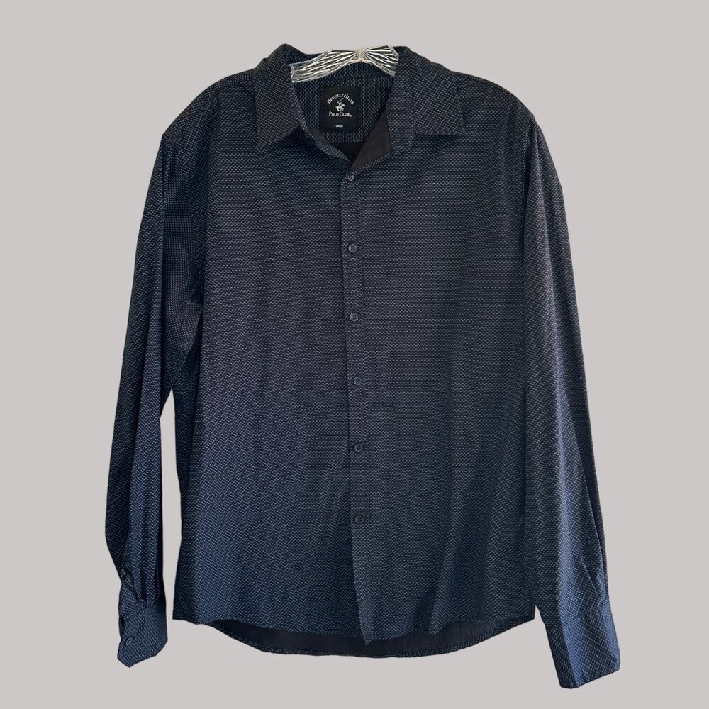 Beverly Hills Polo Club Mens Long Sleeve Button-Down Shirt Size Large Sku 3240